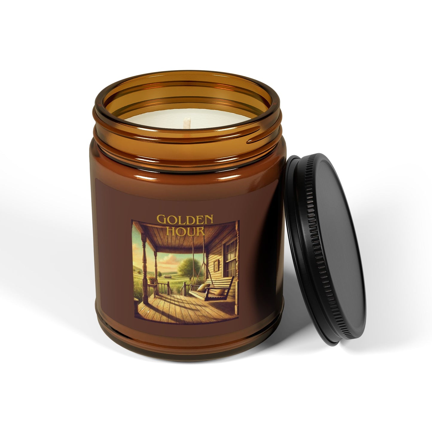 GOLDEN HOUR - Luxury Scented or Unscented Soy Candles – Elevate Your Space with Elegance & Scent! (4 oz. or 9 oz. amber jar)