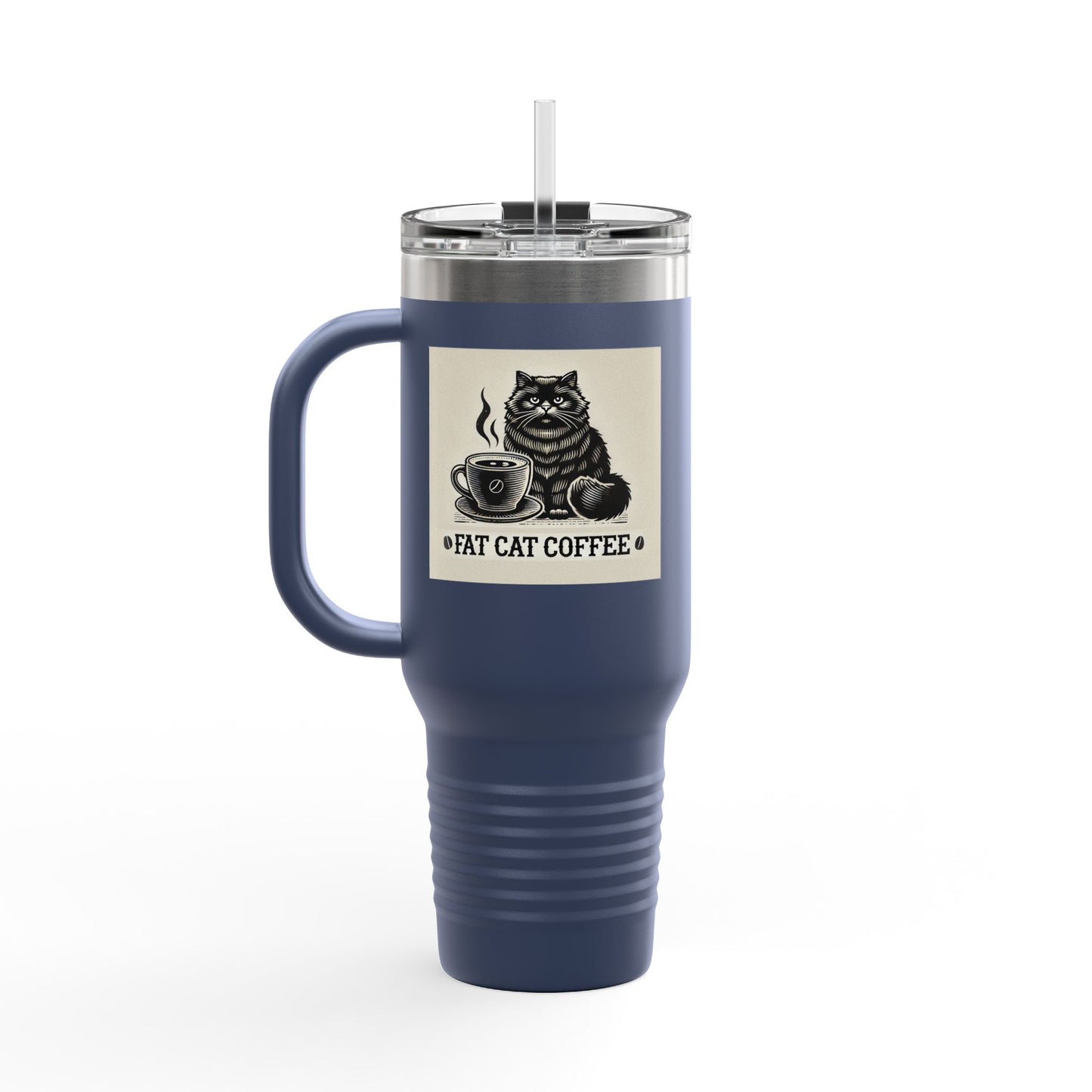 Fat Cat Coffee Insulated Travel Mug, 40oz