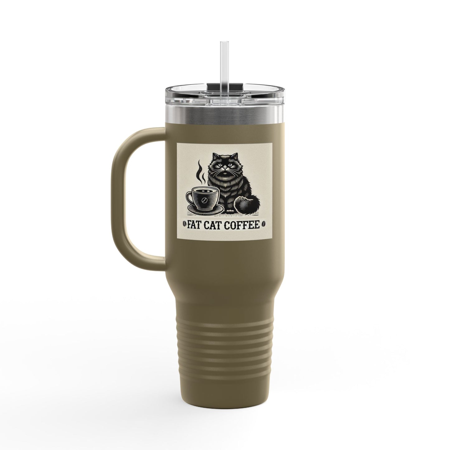 Fat Cat Coffee Insulated Travel Mug, 40oz