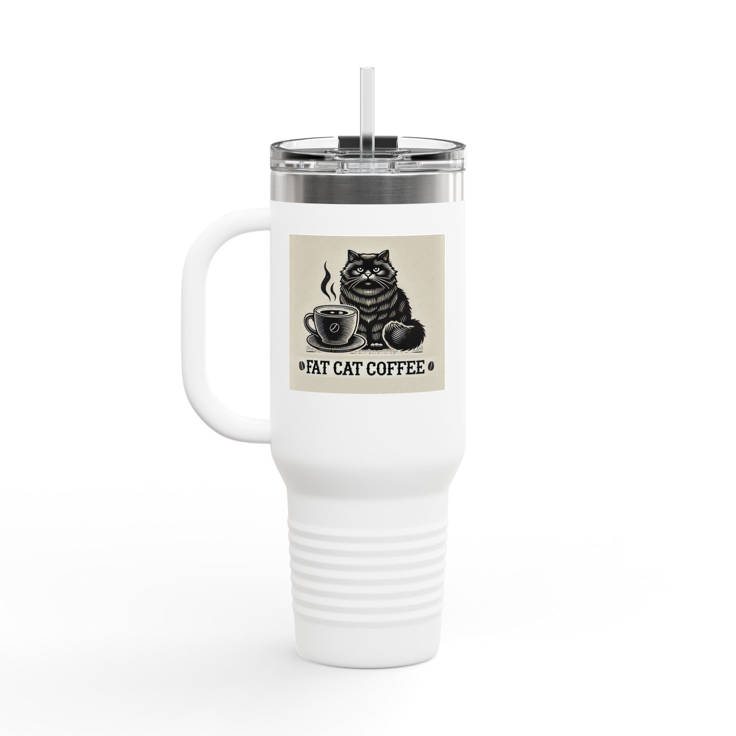 Fat Cat Coffee Insulated Travel Mug, 40oz