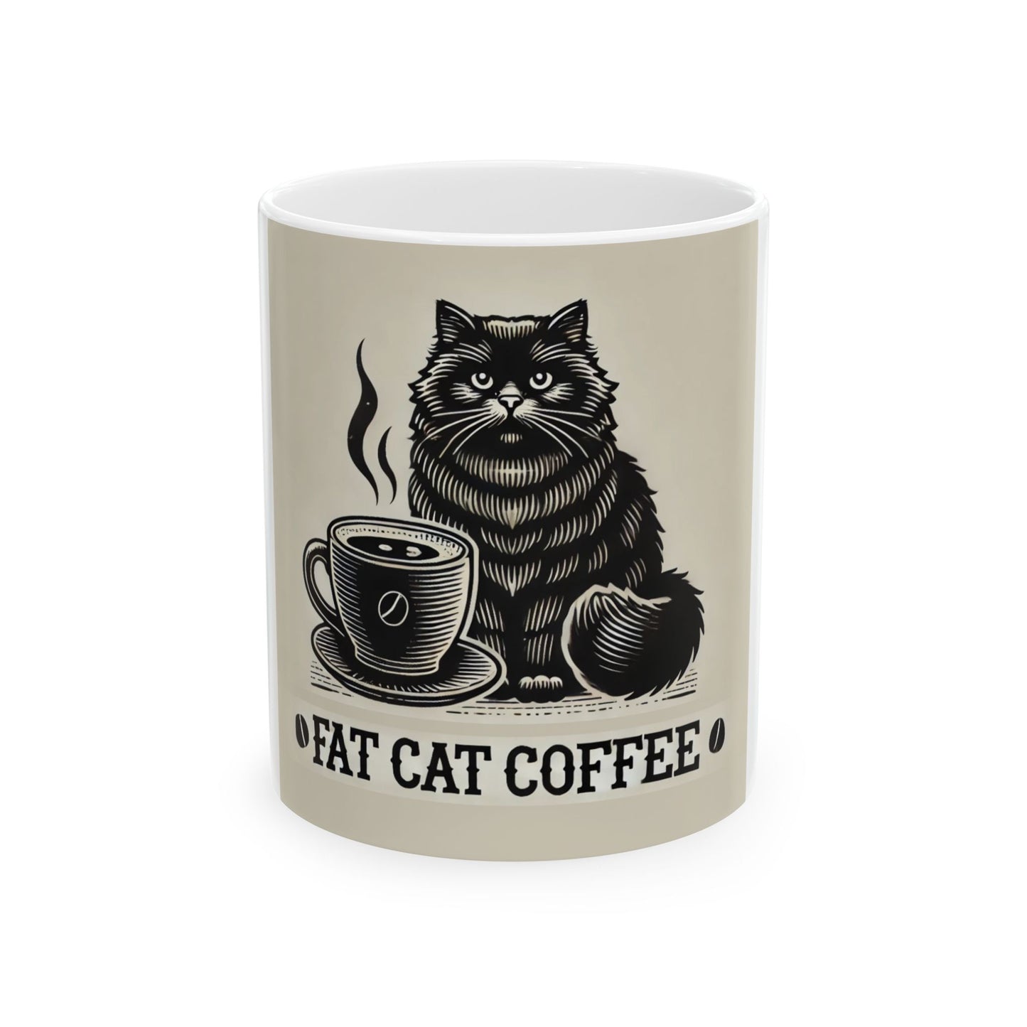 Fat Cat Coffee White Mug (11oz or 15oz)