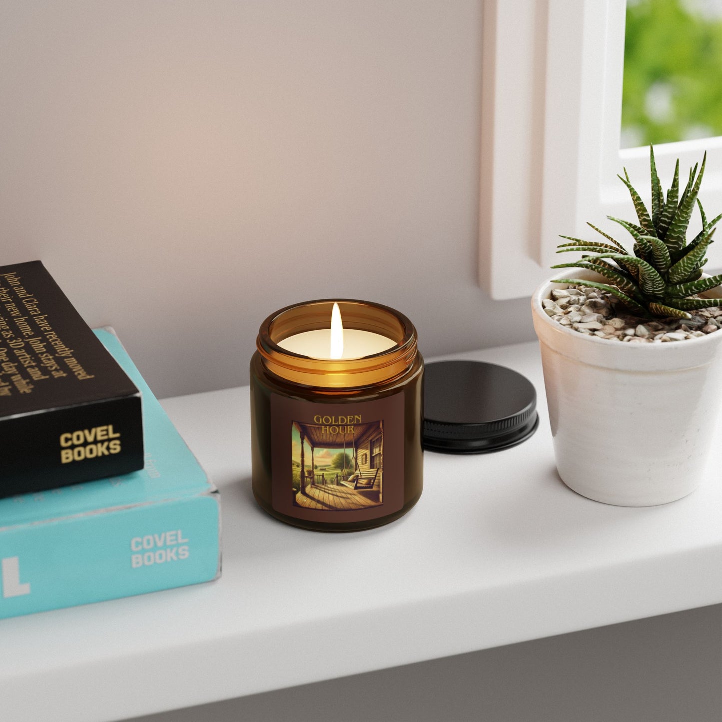GOLDEN HOUR - Luxury Scented or Unscented Soy Candles – Elevate Your Space with Elegance & Scent! (4 oz. or 9 oz. amber jar)
