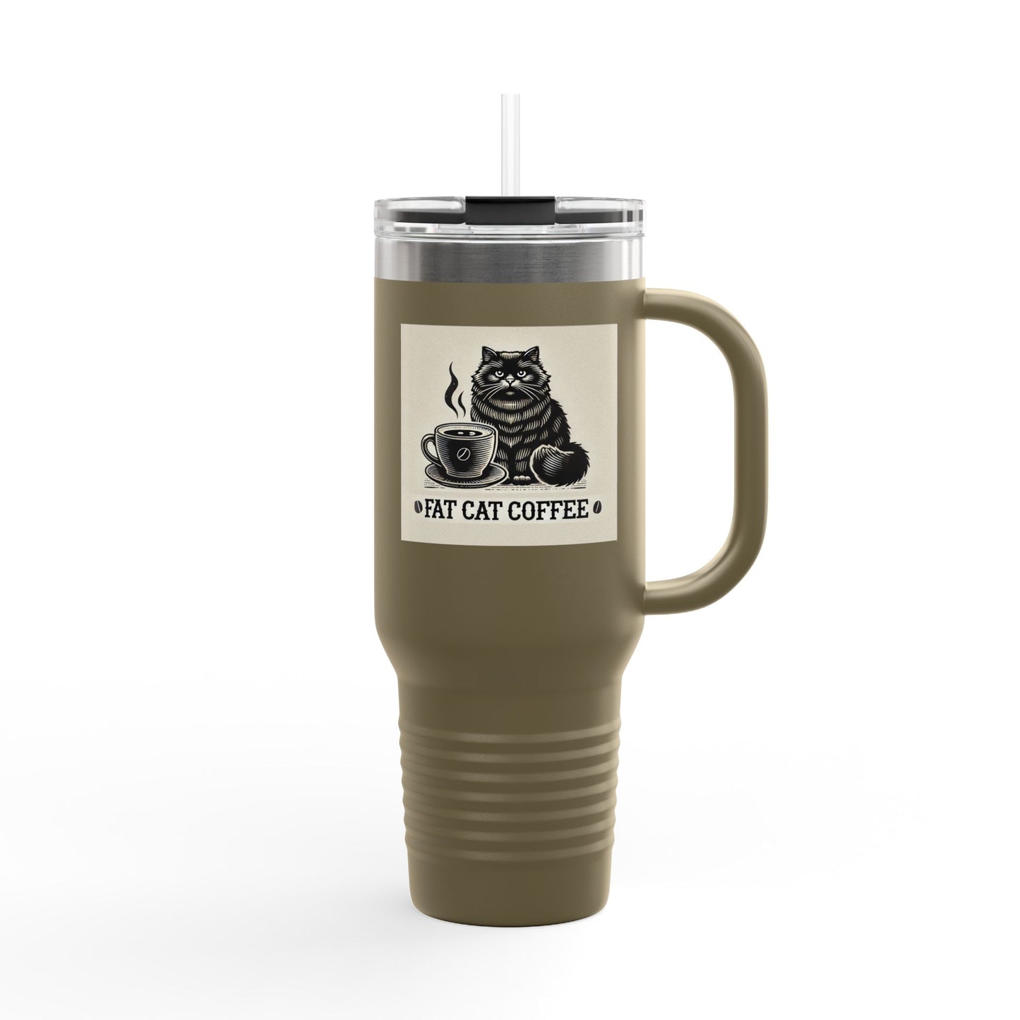 Fat Cat Coffee Insulated Travel Mug, 40oz