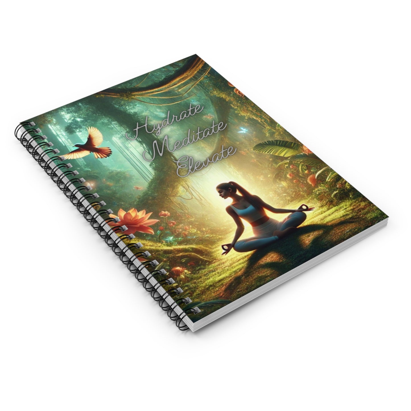 Hydrate, Meditate, Elevate Wellness Journal - Spiral Notebook - Ruled Line