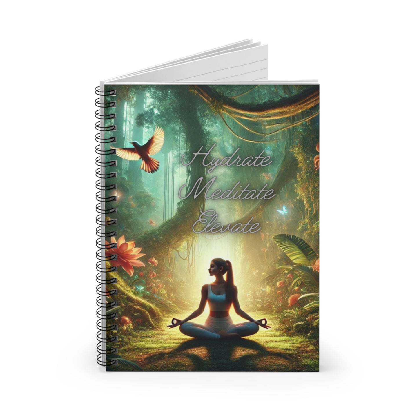 Hydrate, Meditate, Elevate Wellness Journal - Spiral Notebook - Ruled Line