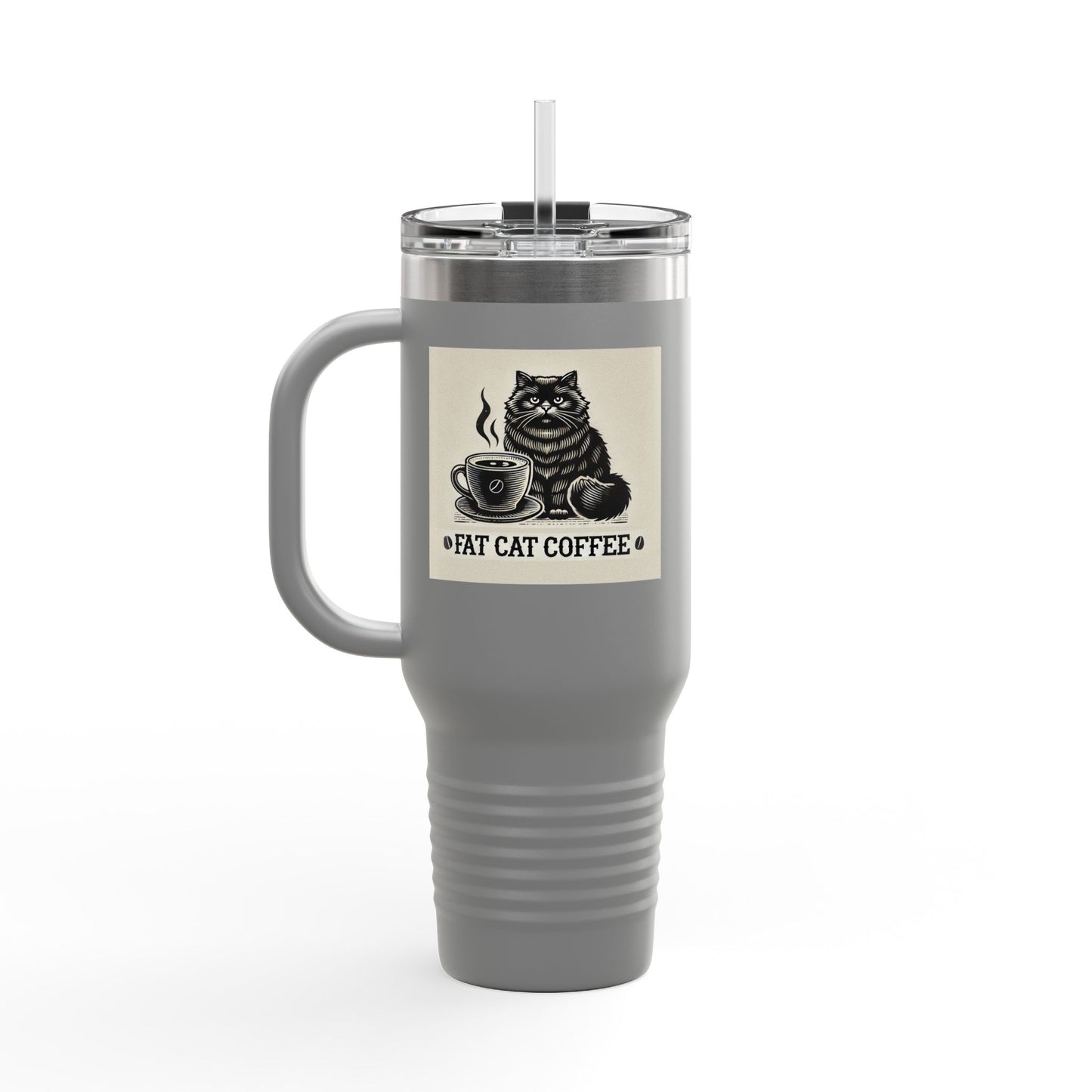 Fat Cat Coffee Insulated Travel Mug, 40oz