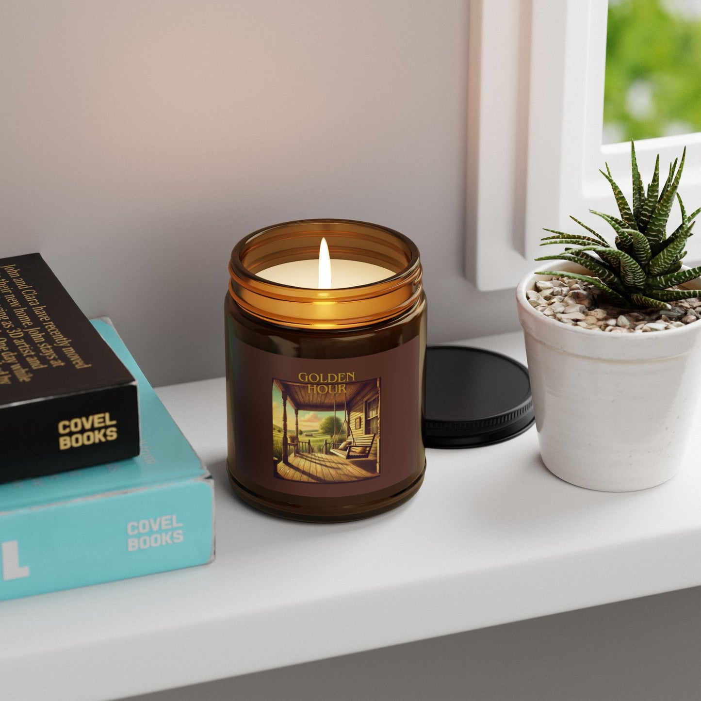 GOLDEN HOUR - Luxury Scented or Unscented Soy Candles – Elevate Your Space with Elegance & Scent! (4 oz. or 9 oz. amber jar)