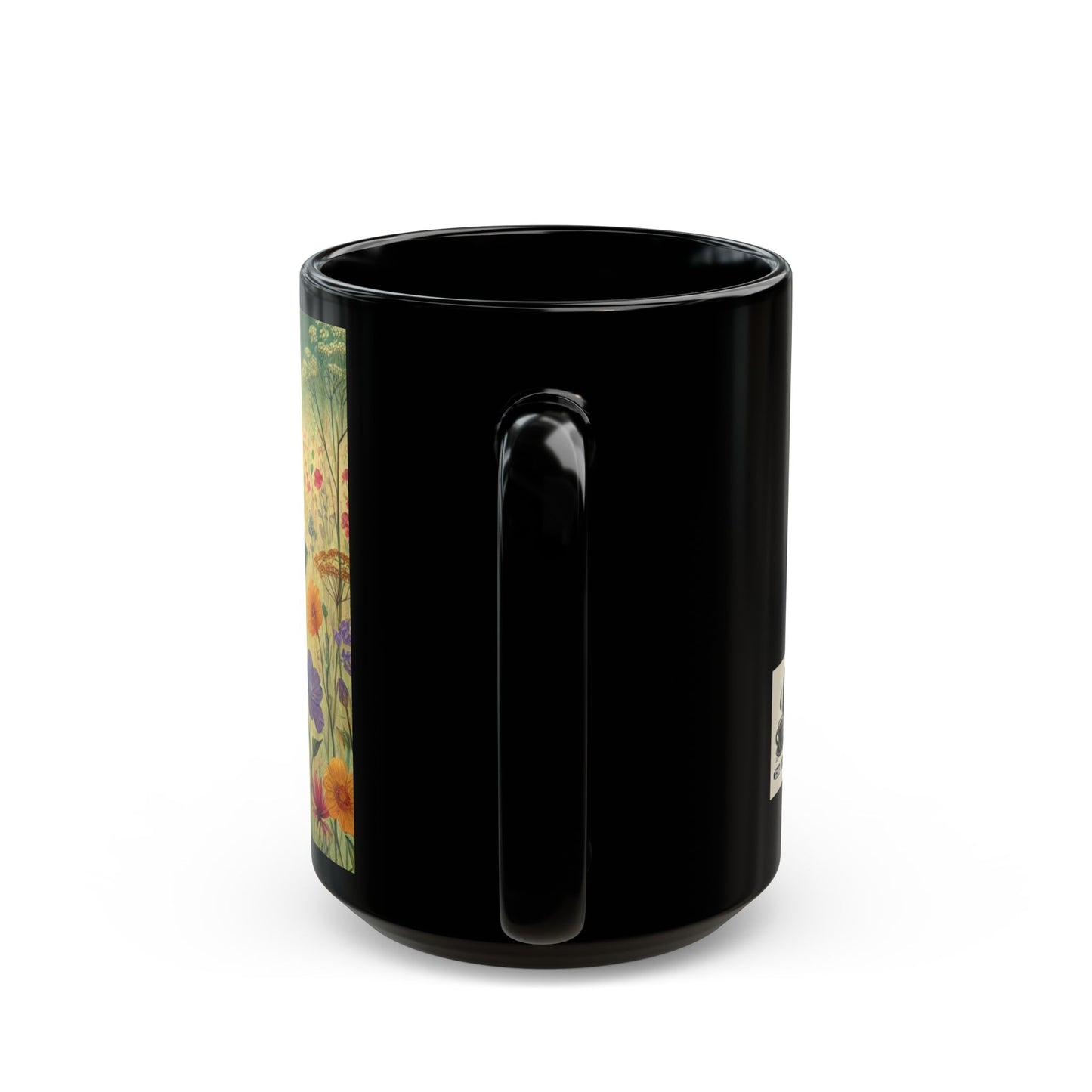 Cat & Girl in Meadow - Black Mug (11oz, 15oz)