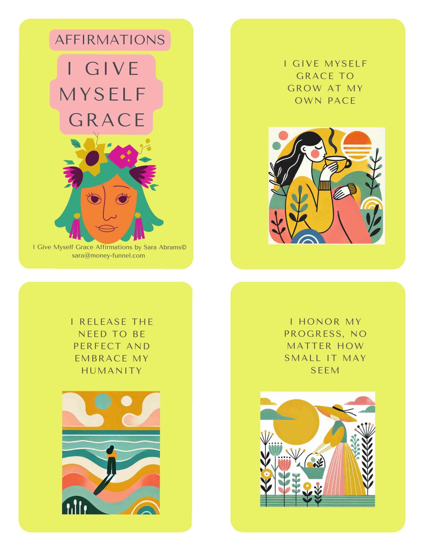 I Give Myself Grace Affirmation Cards – A Journey to Self-Love